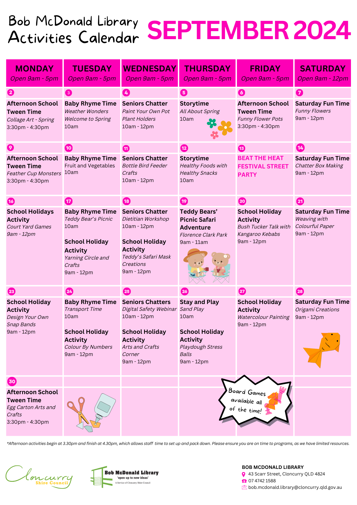 Library Activities Calendar